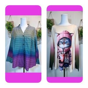 Westbound Geometric Rainbow LS Shirt 1X Shein Multicolor Kitten LS Shirt XL Lot
